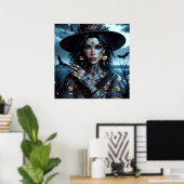 Poster Jolie sorcière gothique avec Halloween tatoués (Bureau à domicile)