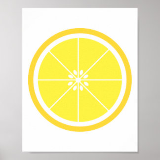 Poster Jolie tranche de fruits d'agrumes de citron jaune