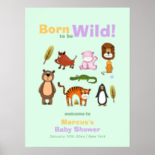 Poster Jolie typographie Bienvenue à la Baby Shower Safar