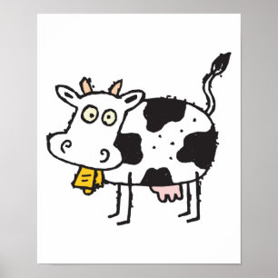 Poster jolie vache caricaturale