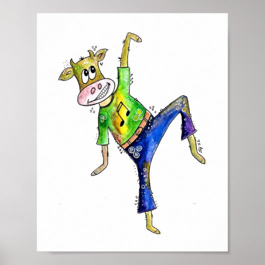 Poster Jolie vache dansante Whimsical (Devant)