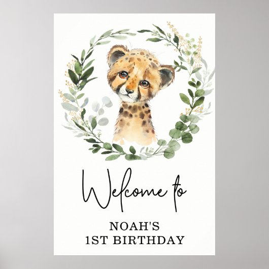 Poster Jolie verdure Leopard Wild Jungle Anniversaire Bie (Devant)