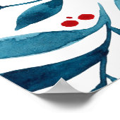 Poster Jolies branches d'aquarelle - turquoise et rouge (Coin)