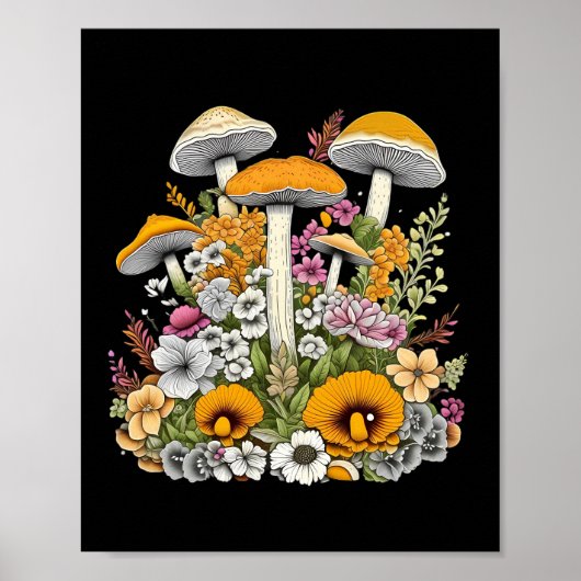 Poster jolies fleurs et champignons (Devant)