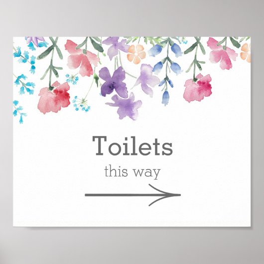 Poster Jolies Fleurs Sauvages | Panneau de Toilettes pour (Devant)