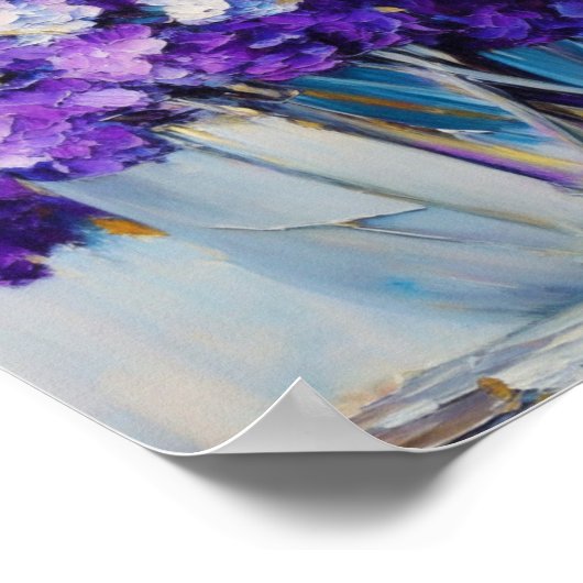 Poster Jolies fleurs violettes Vintages (Coin)