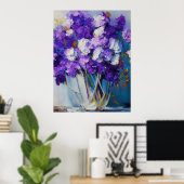 Poster Jolies fleurs violettes Vintages (Bureau à domicile)
