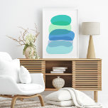 Poster Jolies formes géométriques Abstraites en bleu et v<br><div class="desc">Ce joli design d'art moderne présente des formes abstraites amusantes dans une jolie palette de couleurs turquoises,  bleues et vertes.</div>
