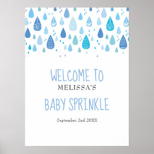 Poster Jolies gouttes de pluie bleues pour la fête de béb