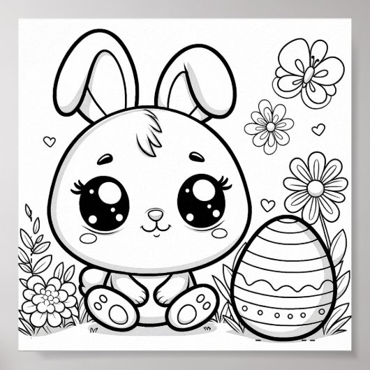 Poster Jolies Pages De Coloration Pâques Pour Les Enfants (Devant)