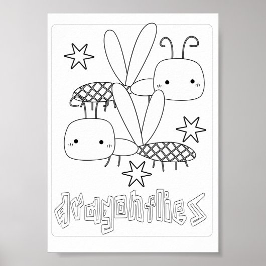 Poster Jolies pages de coloriage avec des libellules (Devant)