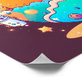 Poster Jolies planètes de dessin animé dans l'espace. (Coin)