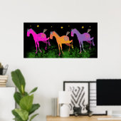 Poster Jolies poneys sous les étoiles (Bureau à domicile)