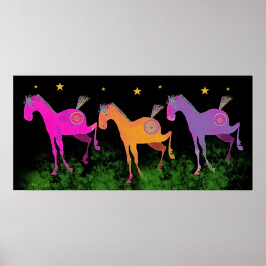 Poster Jolies poneys sous les étoiles (Devant)