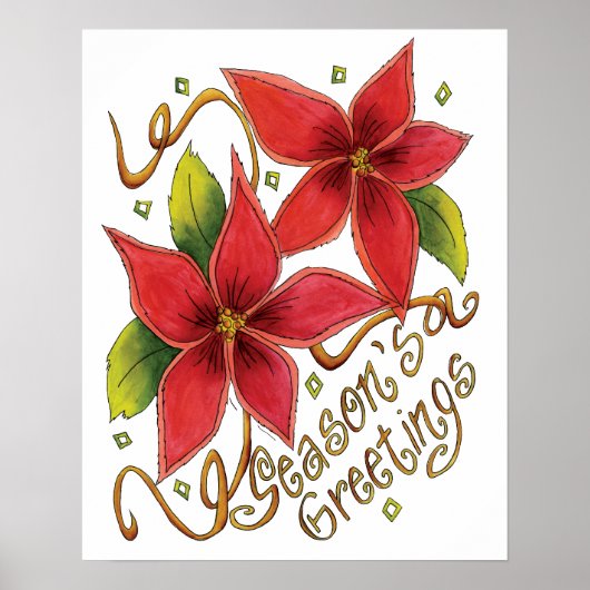 Poster Jolies salutations de la saison de Noël avec des p (Devant)