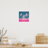 Poster Jolies Unicornes Volant Pink Citation Script Poste (Cuisine)