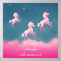 Jolies Unicornes Volant Pink Citation Script Poste