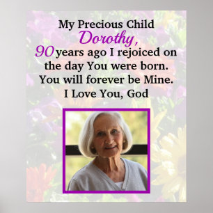 POSTER JOLIMENT CHRÉTIEN PERSONNALISÉ 90E ANNIVERSAIRE PH