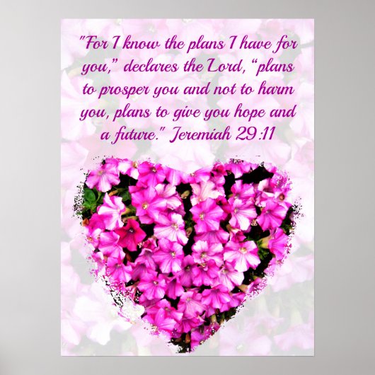 POSTER JOLIMENT ROSE FLORAL JEREMIAH 29:11 PLANS D'ESPOIR (Devant)