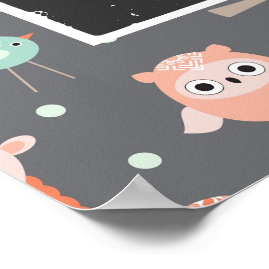 Poster Jolis Animaux Sauvages Colorés Bienvenue d'annive (Coin)