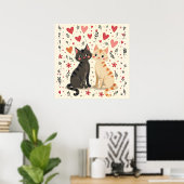 Poster Jolis chats rétro pour la Saint-Valentin (Bureau à domicile)