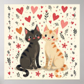 Poster Jolis chats rétro pour la Saint-Valentin (Devant)
