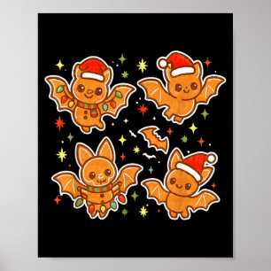 Poster Jolis chauves-souris en pain d'épice Noël Graphiqu