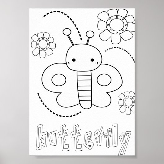 Poster Jolis coloriages de bugs papillons (Devant)