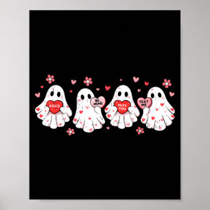Poster Jolis fantômes coeurs d'amour Saint-Valentin Femme