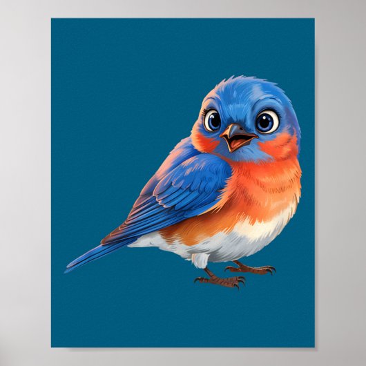 Poster Jolis Merlesbleus de l'Est Amoureux des Oiseaux (Devant)
