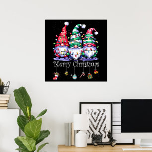 Poster Jolis nains joyeux Noël lumière famille nain