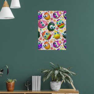 Poster Jolis œufs de Pâques de dessin animé drôles