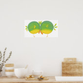 Poster Jolis oiseaux de l'amour de dessin animé (Cuisine)