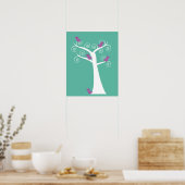Poster Jolis oiseaux violets dans un arbre (Cuisine)