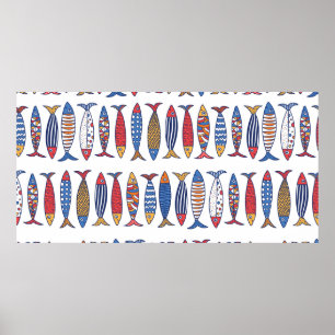 Poster Jolis poissons. Fond pour enfants. Motif sans cout