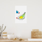 Poster Jolis poulets en art à l'aquarelle (Cuisine)