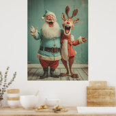 Poster Jolly Santa and Rudolph Cheer (Cuisine)