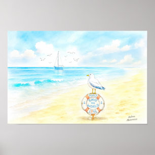 Poster Jon Seagull - Paix & Amour Sauvent le Monde