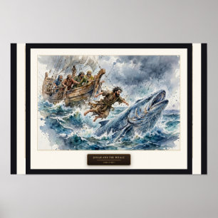 Poster Jonas et la Baleine — Aquarelle Libre