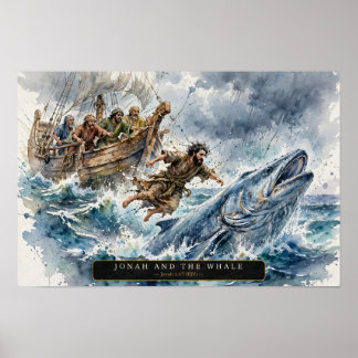 Poster Jonas et la Baleine — Aquarelle Libre