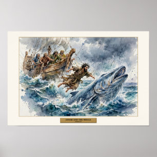 Poster Jonas et la Baleine — Aquarelle Libre
