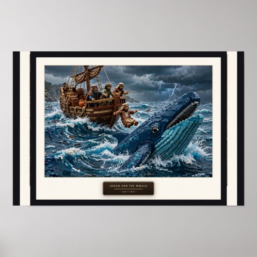 Poster Jonas et la Baleine — Art en briques de constructi (Devant)
