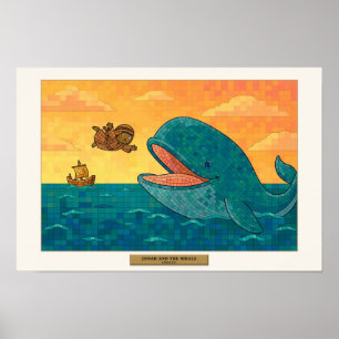 Poster Jonas et la Baleine — mosaïque cubique