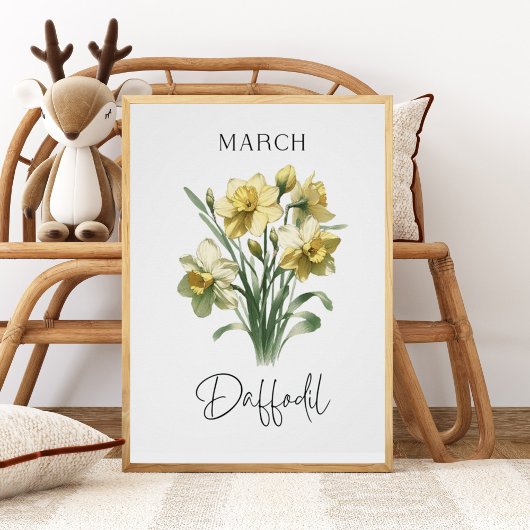 Poster Jonquille Florale Mois de Naissance Mars