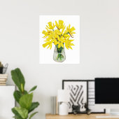 Poster jonquilles dorées peintes à la main dans le vase (Bureau à domicile)