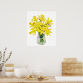 Poster jonquilles dorées peintes à la main dans le vase (Cuisine)
