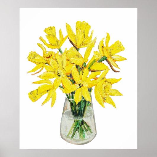 Poster jonquilles dorées peintes à la main dans le vase (Devant)