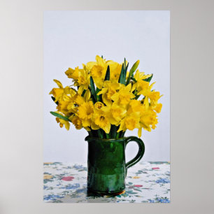 Poster Jonquilles en fleurs vertes de vase