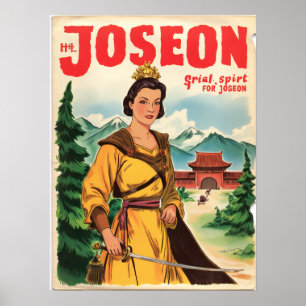 Poster Joseon Female Warrior Art - Coréen Historique