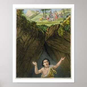 Poster Joseph a moulé dans le puits par ses frères, d'un